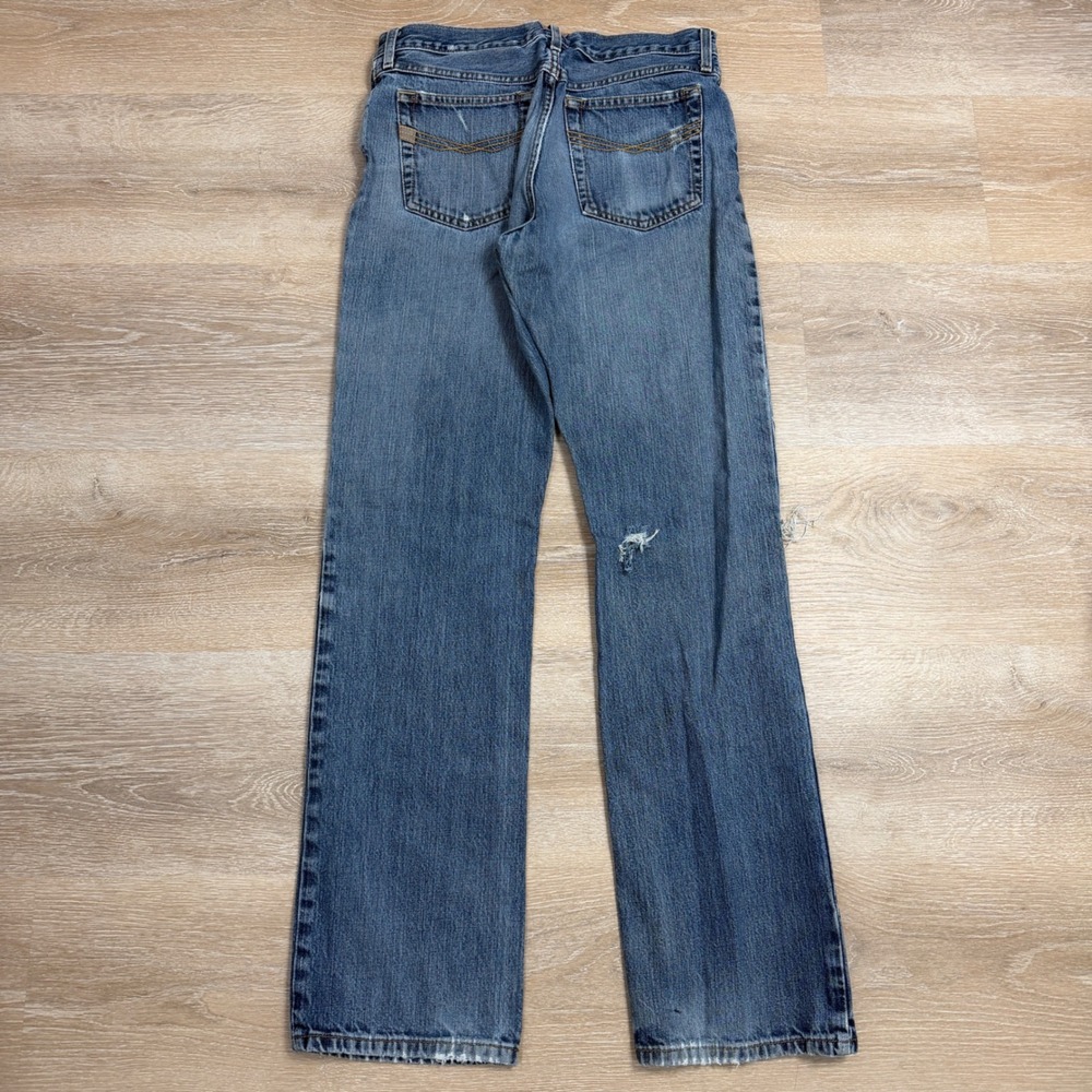 Ariat M4 Low Rise Relaxed Boot Cut Jeans Mens 32x32 Medium Wash Distressed Denim - Picture 2 of 7